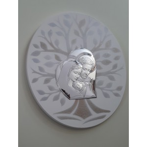 Quadro legno sacra famiglia argento 